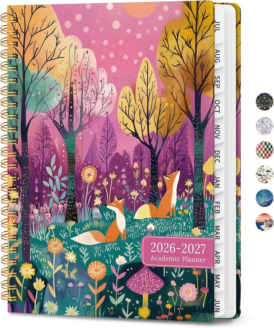 2 x ZOTIA Planner 2026-2027, Jul 2026-Jun 2027 Weekly & Monthly Calendar | Cute Planner Spiral Bound Planning Tool with Tabs and Pocket, Fit for Students & Teacher, 6.3" x 8.5", Fox Hollow