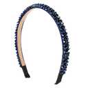 Crystal Rhinestone Headbands for Women Girls, Fashion Sparkly Beaded Hair Hoop Fancy Dressy Headbands Hair Accessories Bling Padded Hairs Bands for Women Girls(Navy Blue)