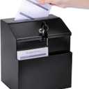 Suggestion Box with Slot and Lock & 50 Suggestion Sheets Wall Mounted Comment Ballot and Donation Box with Lock Steel Black