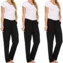 Essential Elements 3 Pack: Womens Cotton Jersey Pants - 100% Cotton Lounge Athletic Casual Sleep Casual Pajama PJ Pants Large