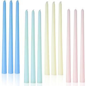 Colored Tall Taper Candles 12 inch Unscented Smokeless Long Tall Tapered Candle for Candlesticks Sticks Wedding Advent Home Decor Dinner ChristmasSet of 12