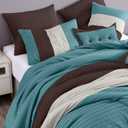 Loft 8-Piece Striped Comforter Set Full, Blue/Beige/Chocolate Brown