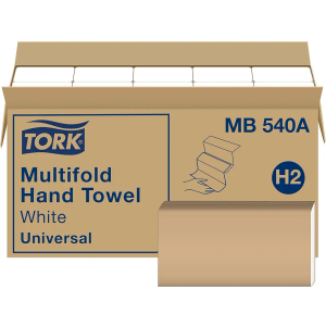 Tork Multifold Hand Towel White H2, Universal, 100% Recycled Fibers, 16 x 250 Towels, MB540A