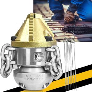 3/8 NPT, 70 L/min Sewer Jetter Rotating Nozzle Root - Sharp Tips With Link Chains - Stainless Steel for Removing Roots, for 70 L/min Pressure Washer Cleaning, Drain Pipe Cleaning (Alloy Head)