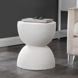 JONATHAN Y TBL1100A Greta 18" Mid-Century Modern Drum Indoor/Outdoor Accent Table Modern, Contemporary, Minimalist, Scandinavian, Classic, Patio, Garden, Bathroom, Living Room, White
