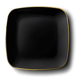 Organic Square Plates, Black/Gold Rim, 7.25 Inch, Case of 120 (12 packs x 10)