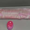 Wireless Keyboard and Mouse Combo, Ergonomic Full Size Typewriter Retro Round Keycaps Keyboard, Compatible with Windows, PC, Perfer for Home and Office Keyboards Red