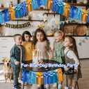 2 x 4 Packs Total 39 Ft Parade Floats for Trailer Car, Orange Blue Foil Fringe Garland Tinsel Blue Dog Themed Streamers Hanging Banner Table Skirts for Graduation Homecoming Birthday Dog Themed Party