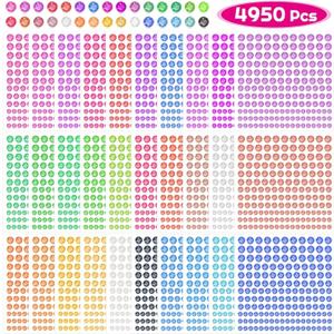 Rhinestone Stickers, Anezus 4950pcs Adhesive Stick on Gems Face Jewels Stickers Self Adhesive Rhinestones for Crafts, Makeup and Decorations (30 Colors, 4 Sizes) (Small)