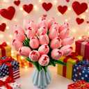 28 Pcs Artificial Tulips, 13.5 Inches PU Faux Tulip Flowers for Spring Easter Celebration Mothers Day Brunch Table Decor (Pink)