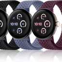 Maledan Braided Stretchy Band Compatible with Google Pixel Watch 4 3 41mm/ Pixel Watch 2 1 Band for Women Men, 3 Pack Soft Nylon Breathable Sport Replacement Strap for Google Smartwatch 41mm Accessory