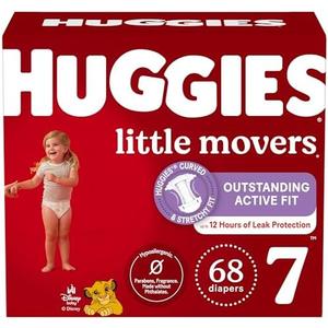 Huggies Size 7 Diapers, Little Movers Baby Diapers, Size 7 (41+ lbs), 68 Count, Packaging May Vary