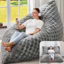 Hobestluk 3 in 1 Bean Bag Chair Giant Bean Bag Chairs for Adults with Bubble Cover Convertible Bean Bag Floor Cushion with Machine Washable Cover for Living Room  Ash Grey, Large