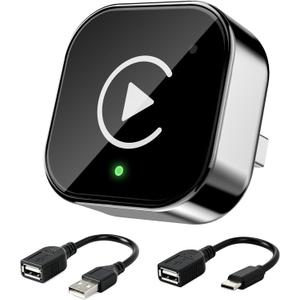 TICARVE 2-in-1 Wireless CarPlay & Android Auto Adapter, Plug & Play CarPlay Wired to Wireless Adapter, Stable Auto-Connect, No Latency, iOS 10+ & Android 11+, USB/USB-C Extension Cable