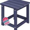 LZRS Square Patio Side Table, Heavy Duty HDPE Outdoor End Table with Wood Texture, Weatherproof Composite Table for Adirondack Chairs, Deck, Pool, Indoor/Outdoor, No Peeling or Cracking(Navy Blue)