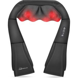 Snailax Shiatsu Neck and Shoulder Massager - Back Massager with Heat, Deep Kneading Electric Massage Pillow for Neck, Back, Shoulder,Foot,Body (1 Count (Pack of 1), Coal Black)