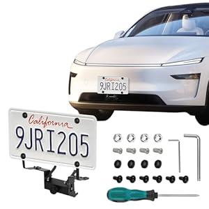 FormiPow Front License Plate Holder for Tesla Model Y Juniper 2025 2026, No Drill/No Adhesive License Plate Frame, AntiTheft Lock, OEM Fit, Anodized Aluminum Bracket