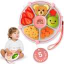 Snack Spinner for Toddlers with Lid, Small 5-Compartment Durable, Portable, Leak-Proof  Easy to Open, BPA-Free, Dishwasher Safe  Perfect for Travel, Daycare, Lunchboxes, and On-The-Go Snacks (Pink)