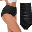 Hlizonn Women’s High Waist Underwear, Soft Stretchy Breathable Panties, Moisture-Wicking Full Coverage Briefs (Black, Size XL)