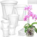 Clear Nursery Pots with Drainage, 10 Pack Transparent Plastic Orchid Planters, 6 Sizes Plant Pots 9.5/8.5/7/6/4.7/4 Inch with 10 Plant Labels for Seedlings, Succulents, Indoor/Outdoor Repotting, MIX-6 Sizes