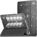 INFILAND Case for Samsung Galaxy Tab A11+Plus/A9+ Plus 11 inch Case (2023/2025), Glitter Tablet Protective Cover with Sparkly Clear Back for Girls Kids (Black, Galaxy Tab A11 Plus)