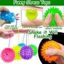 12 Pack 3.5" Easter Eggs Prefilled with Light Up Spiky Balls, Easter Basket Stuffers Essential for Kids LED Flashing Squeaky Sensory Stress Relief Fidget Toys Easter Hunt Fillers Party Favors Gifts