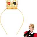 Semato Queen Hearts Peach Crown Headband for Halloween Cosplay Girls Tiara Princess Costume Crystal Crown for Party Gifts (Black and Red)
