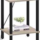 TUTOTAK End Table with Charging Station, Small Side Table with Outlets, Nightstand Bedside Table, 2-Tier Storage Shelf for Small Space, Living Room, Bedroom, Greige TB01BG040