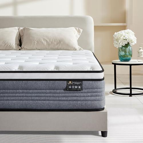 Vipcute Full Mattress, 12 Inch Full Size Mattresses, 12 Inch Hybrid Pocketed Coil Mattress in a Box with Gel Memory Foam, Medium Firmness, Motion Isolation, CertiPUR-US.