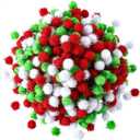 Hestya 500 Pieces 0.5 Inch Sparkly Christmas Pompoms Dazzling Fluffy Pom Poms Balls Small Glitter Felt Pompoms for Craft DIY Home Decorations Hobby Supplies(White, Light Green, Red)