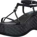 Circus NY by Sam Edelman Women's Odette Wedge Sandal (Size6, Black Leather)