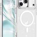 BENTOBEN Magnetic for iPhone 17 Pro Max Case,Clear Sparkly Glitter Phone Case [Compatible with MagSafe] Shockproof Cute Anti-Slip Anti-Yellow Women Girl Protective Cover for iPhone 17 Pro Max,Clear