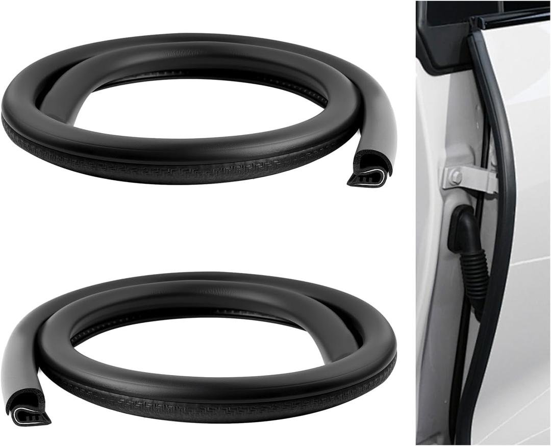 2PCS 2.62Ft Adjustable Automotive Weather Stripping Door Seal,Open-end Car Door Weather Stripping with Upgraded U-Shaped Fixing Steel Strip & Bayonet,Thickened Car Rubber Edge Trim