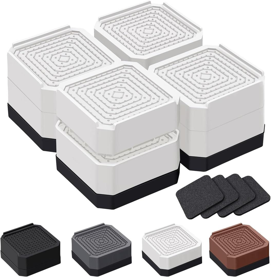 Bed Risers and Furniture Risers, Heavy Duty Adjustable Lifting Blocks for Couches, Desks, and Chairs, Elevates 1.5 or 3 Inches, Holds up to 4000 lbs (White)