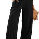 TCHH-DayUp Women's High Waist Palazzo Pants with Pockets Summer Drawstring Wide Leg Flowy Casual Pants Loose Fit Trousers, M