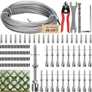 VIVOSUN Wire Trellis Kit with 20 Adjustable Set Holders and 98.4ft Wire Rope, 316 Stainless Steel Espalier Cable Trellis Kit with Adjustable Spacing for Climbing Plants, Vines and Green Wall