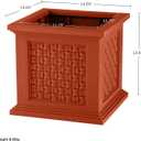 Rattan Style Outdoor Planter Box - 14.65-Inch-Square Decorative Flower or Plant Pot - Garden, Patio and Front Porch Decor by Pure Garden (Terracotta)