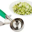Restaurantware Met Lux 3.25 Ounce Portion Scoop 1 Trigger Release Cookie Scoop - With Green Handle Stainless Steel Disher For Portion Control Scoop Cookie Dough Cupcake Batter Or Ice Cream