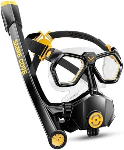 Full Face Snorkel Mask for Adults Teen, Snorkel Mask with Ear Equalization, Quick Release Anti-Leak and Anti-Fog with Mesh Bag for Snorkeling, Lightweight Diving Mask, Swimming, One Size