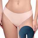 LUCKMEEY Cotton Thongs for Women Seamless Thongs for Women No Show Thong Panty Liners Workout G-String Thongs Underwear (Large, Cream)
