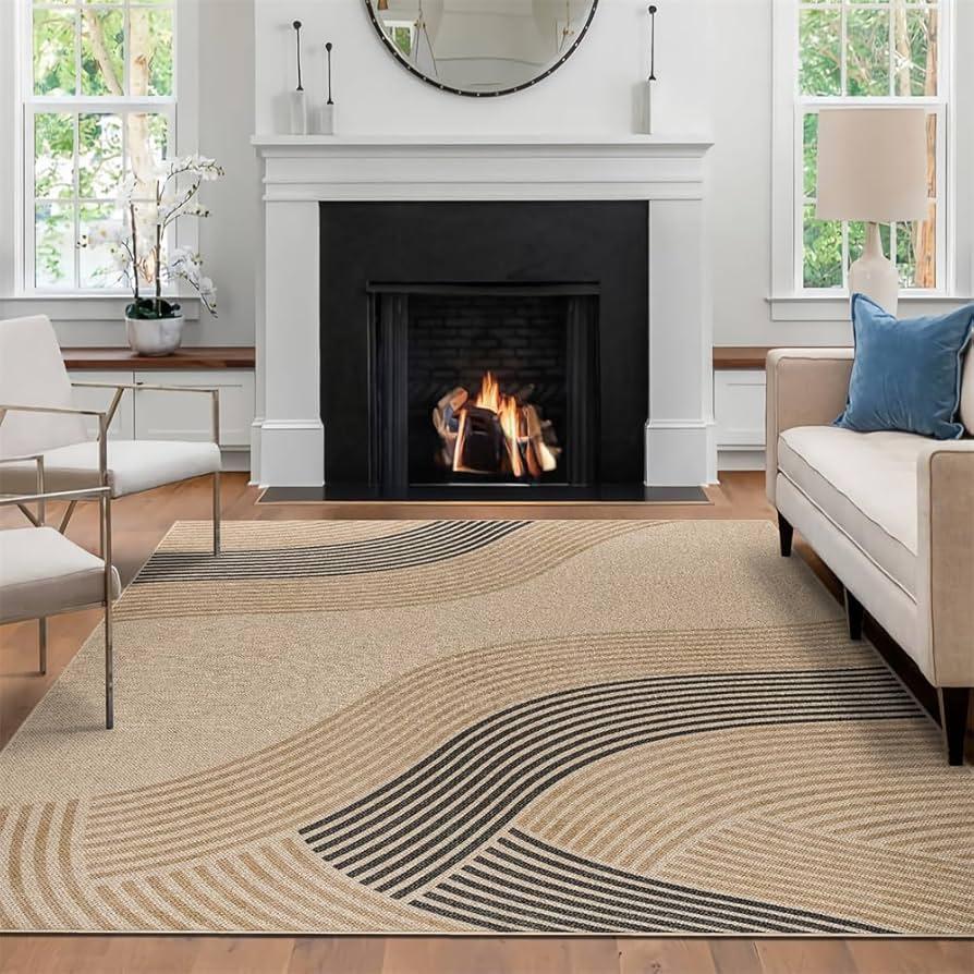 Syalife Easy Jute Rug, Washable 6x9 Area Rug for Living Room Modern Farmhouse