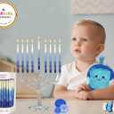 The Dreidel Company Dripless Premium Tapered Hand Decorated Multi Blue Frosted Hanukkah Candles, 45 Hanukkah Candles Premium Quality Wax, 1 Hour Burn Time