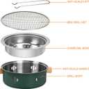 Portable Charcoal Barbecue Grill, 1pc Mini BBQ Grill Multifunctional Charcoal Grill Round Tabletop Charcoal Grill for Outdoor Cooking Home Party Picnic Camping (Green)