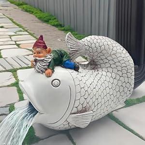 Teaeeno Fish Gutter Downspout Extension Decor, 3''x4'' Downspout Extender Diverter Splash Block Sculpture Outdoor Decor, Animal Resin Statue Ornaments, for Garden, Lawn, Yard, Rain Downspout Diverter