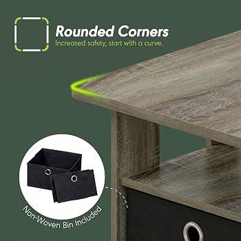 Furinno ANDREY Coffee Table with Storage and Bin Drawer, 48.3 x 80 x 39.6 cm, Small Side Table, Modern, Living Room, Bedroom, Home Office