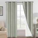 H.VERSAILTEX Primitive Linen Curtains 100% Blackout Curtain Drapes Burlap Fabric Curtains with White Thermal Insulated Liner, Grommet Top Drapes Living Room/Bedroom (2 Panels, 42 x 84 Inch, Sage)