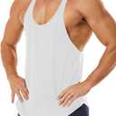 Men's Workout Quick Dry Soft Gym Bodybuilding Stringer Tank Tops (Medium, White)