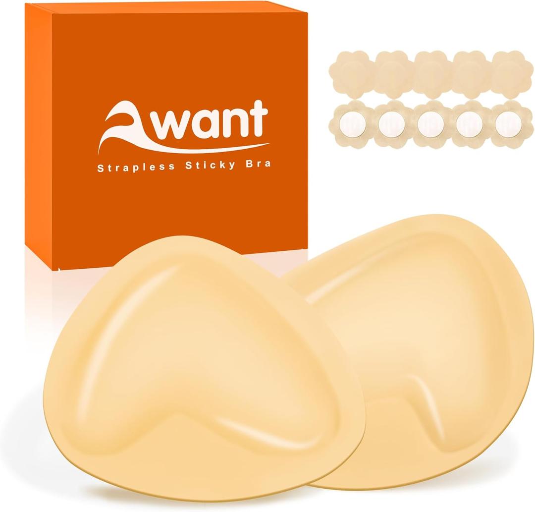 Awant Newest Ultra Boost Inserts Double-Sided Adhesive Pads Sticky Bikini Padding Inserts for Sports Bra Swimsuit Beige, Size C 