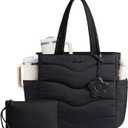 LOVEVOOK Tote Bag for Women,Puffer Work Bag,Quilted Teacher Nurse Tote Bag with Zipper for Travel Gifts for Women (15.6 Inch)