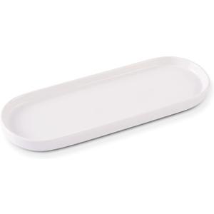 Ceramic Sink Tray, Bathroom Counter Tray, Bathtub, Cosmetics Dish, Candle, Perfume Shampoo Liquid Soap Simple Style Design Suit for Bathroom and Kitchen (White)